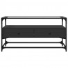 Szafka pod TV ze szklanym blatem, czarna, 98x35x51 cm