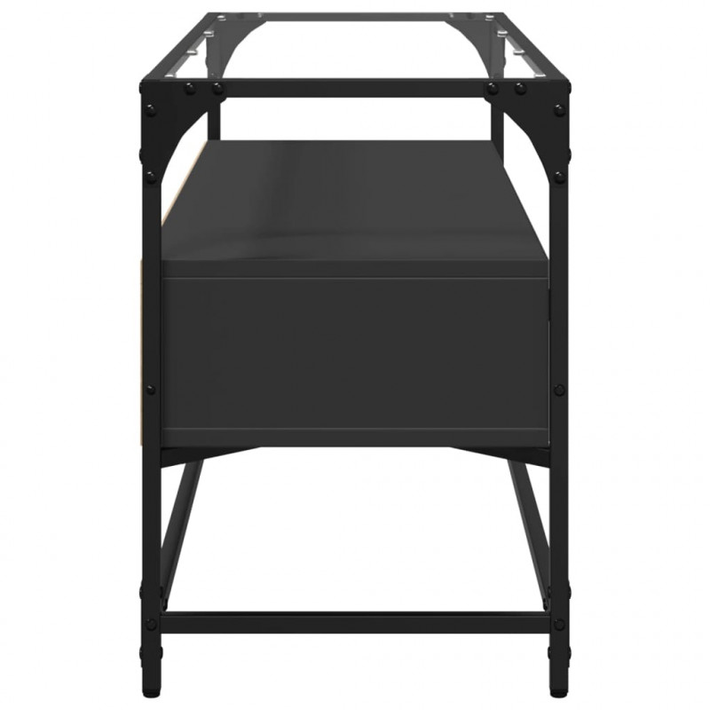 Szafka pod TV ze szklanym blatem, czarna, 98x35x51 cm
