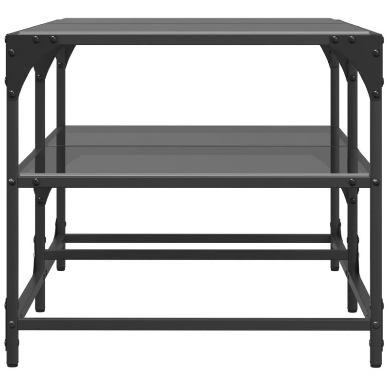 Stolik kawowy z czarnym, szklanym blatem, 98,5x50x45 cm, stal