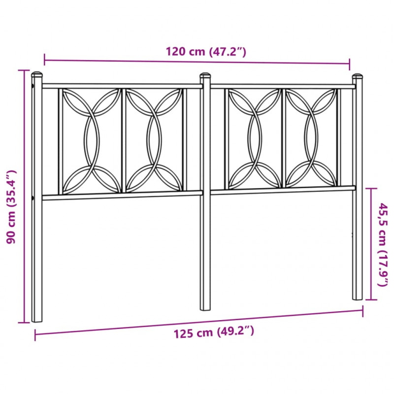 Metalowe wezgłowie, białe, 120 cm