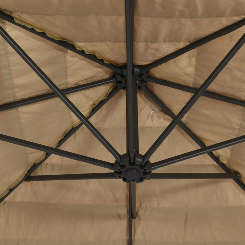 Parasol ogrodowy na stalowym słupku, brązowy, 388x388x248 cm