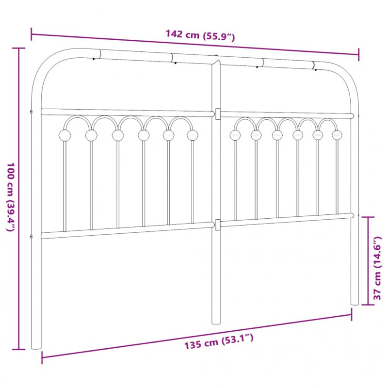 Metalowe wezgłowie, białe, 135 cm