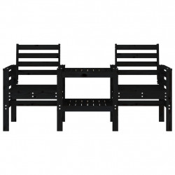 2-osobowa ławka ogrodowa ze stolikiem, czarna, drewno sosnowe