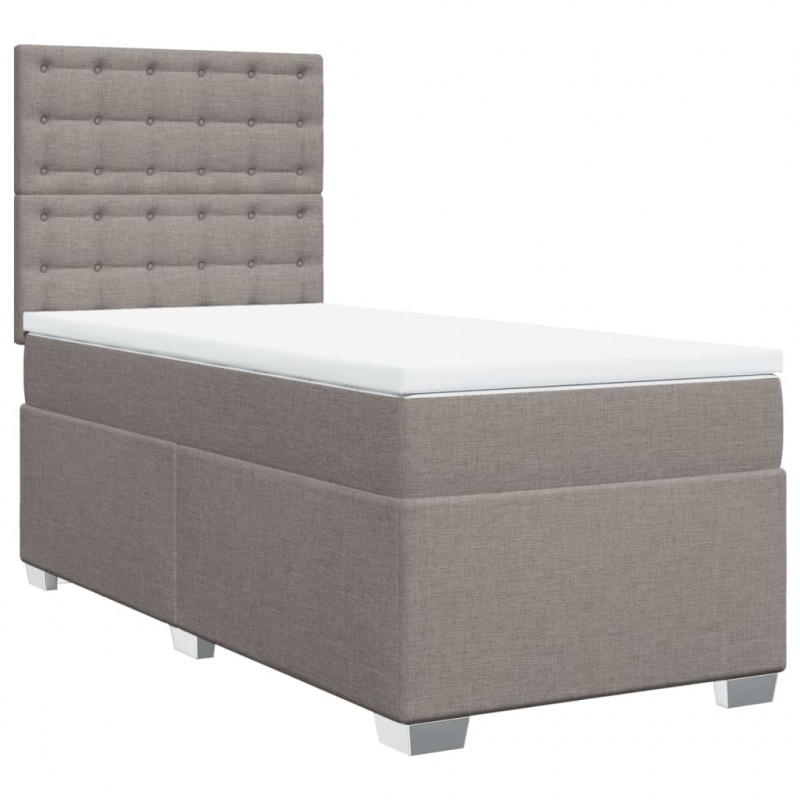Łóżko kontynentalne z materacem, taupe, tkanina, 100x200 cm