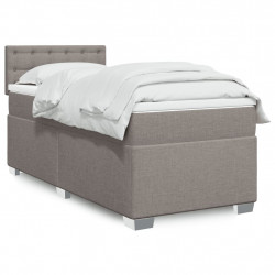 Łóżko kontynentalne z materacem, taupe, tkanina, 80x200 cm