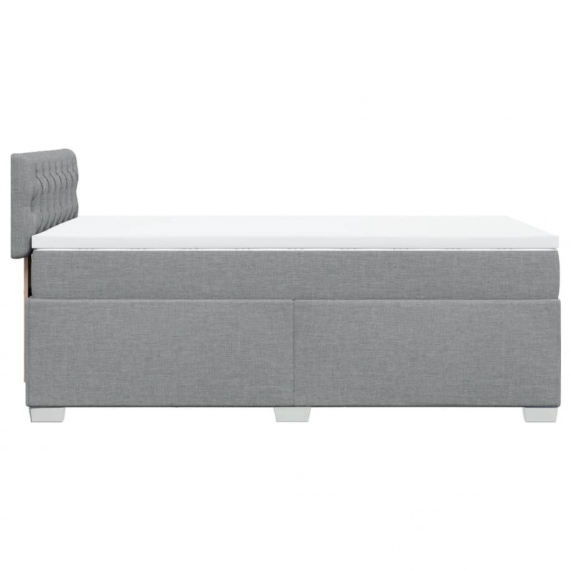 Łóżko kontynentalne z materacem, jasnoszare, tkanina, 90x190 cm