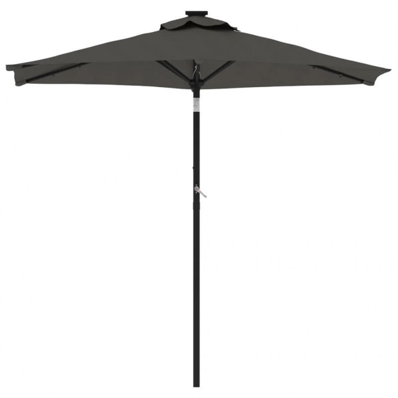 Parasol ogrodowy LED, stalowy słupek, antracyt, 225x225x212 cm