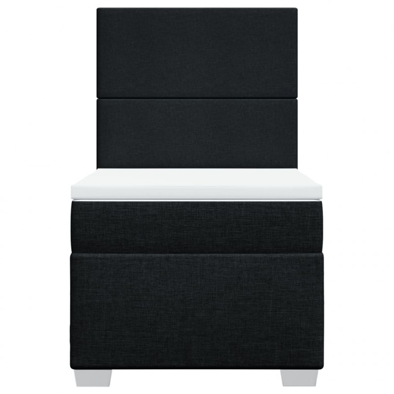 Łóżko kontynentalne z materacem, czarne, tkanina, 90x200 cm