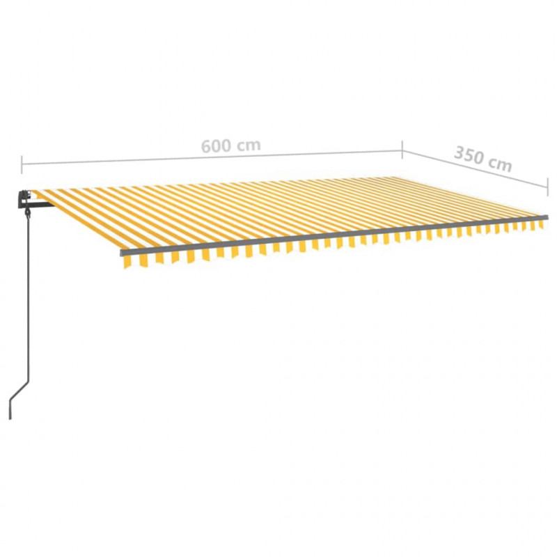 Ręcznie zwijana markiza z LED, 6x3,5 m, żółto-biała