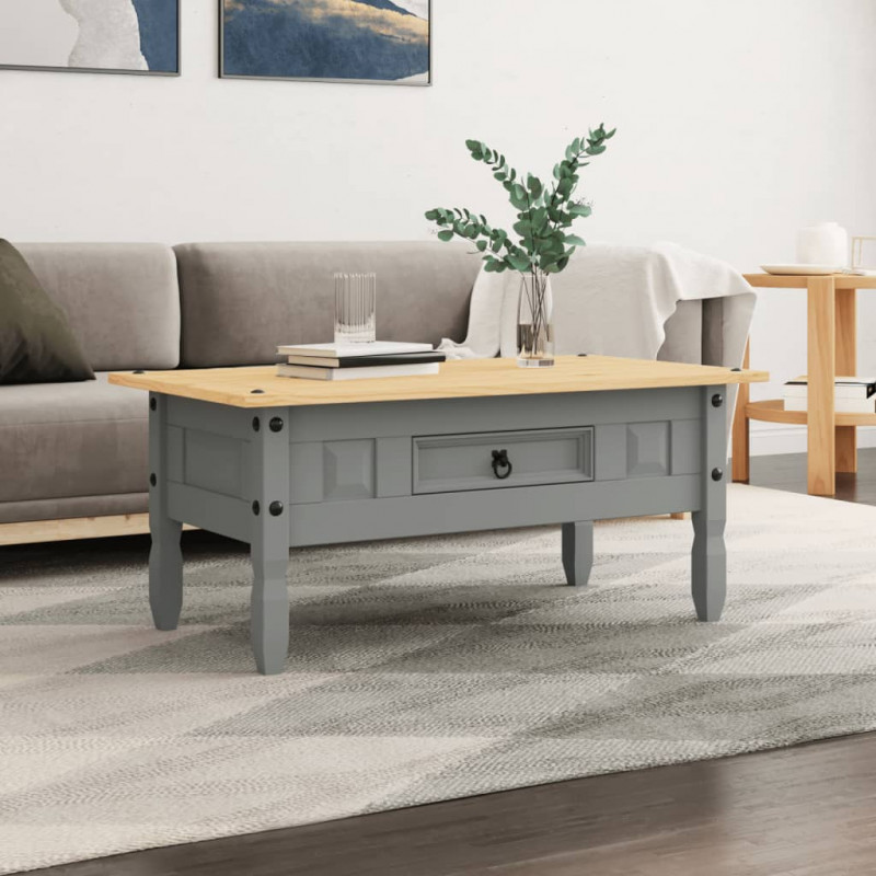Stolik sosnowy w meksykańskim stylu Corona, szary, 100x55x44 cm