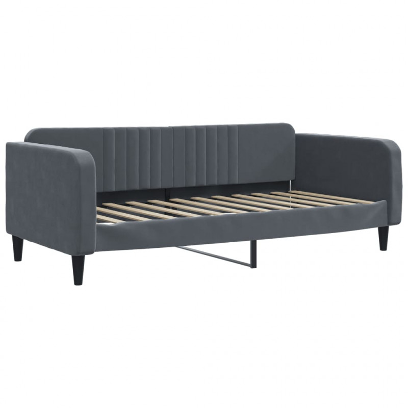 Sofa z funkcją spania, ciemnoszara, 90x200 cm, aksamit