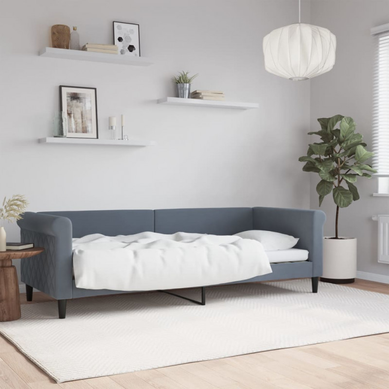 Sofa z funkcją spania, ciemnoszara, 80x200 cm, aksamitna