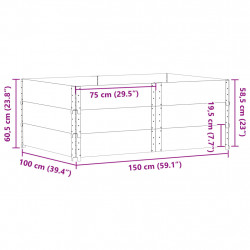 Nadstawki paletowe, 3 szt., szare, 150x100 cm, drewno sosnowe