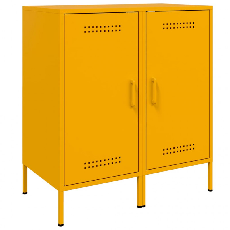 Szafki, 2 szt., musztardowe, 36x39x79 cm, stal