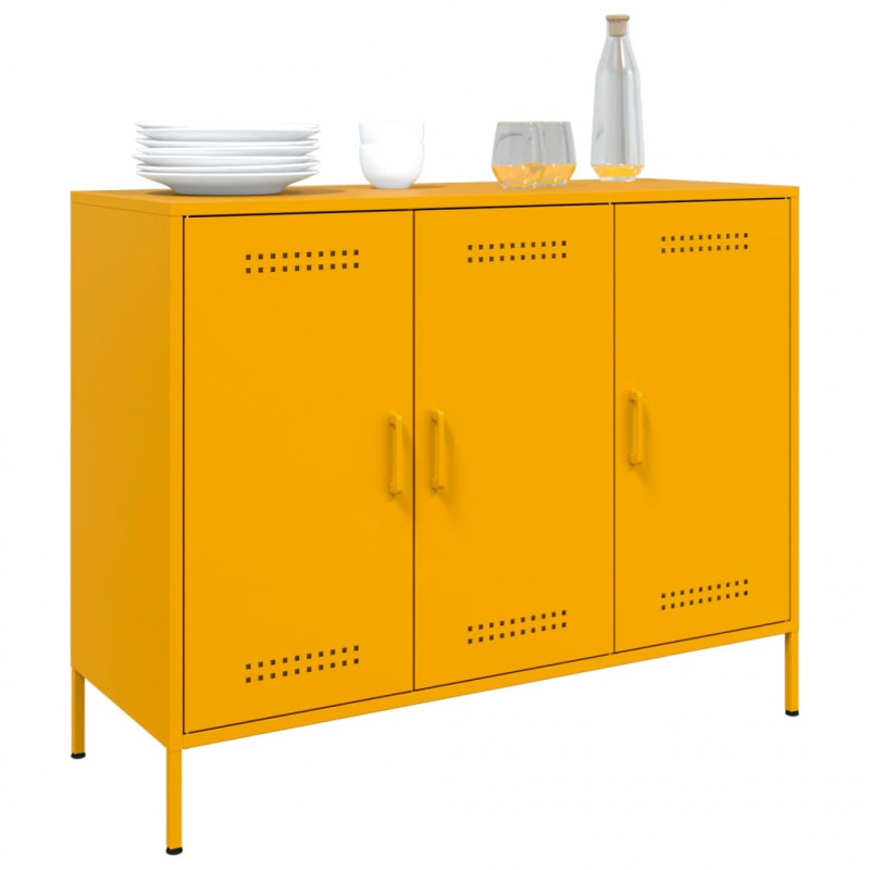 Szafka, musztardowa, 100,5x39x79 cm, stal