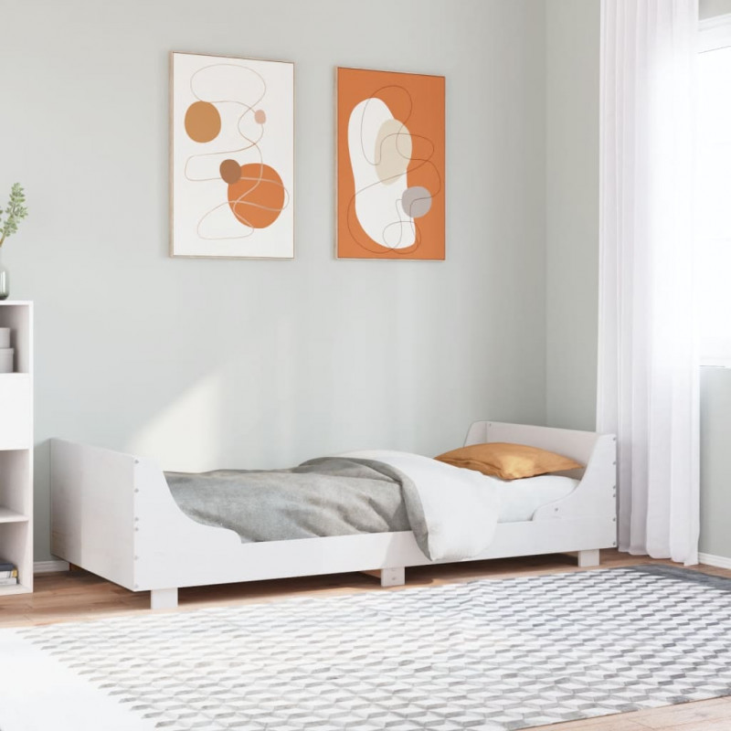 Rama łóżka bez materaca, biała, 100x200 cm, lite drewno sosnowe
