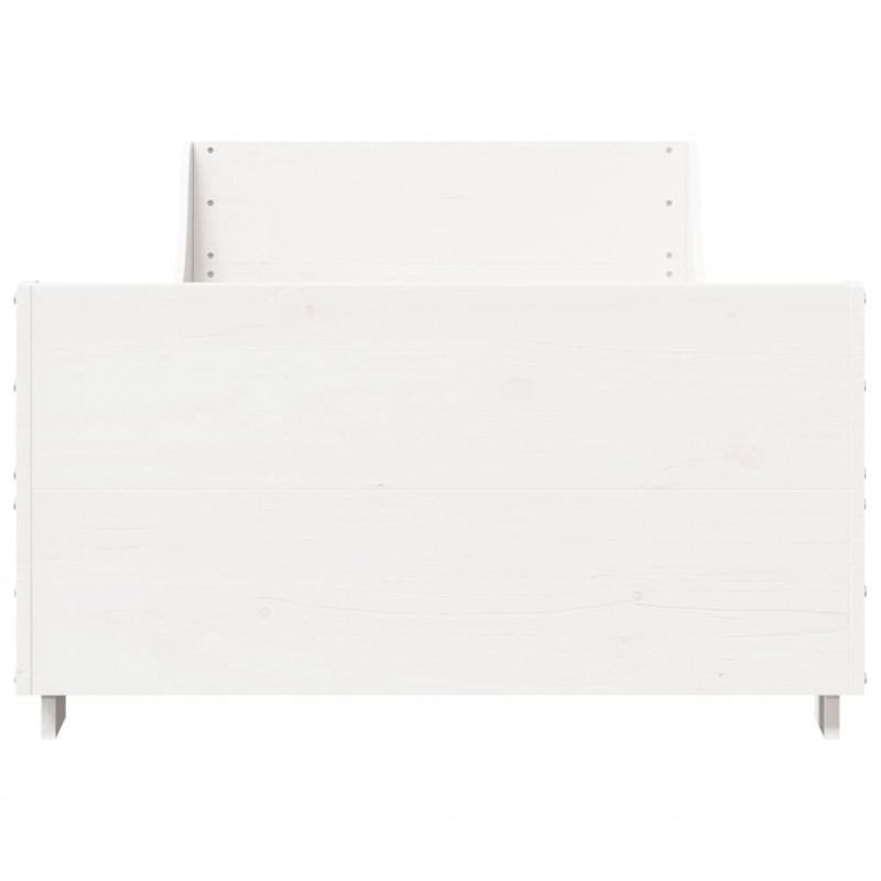 Rama łóżka bez materaca, biała, 100x200 cm, lite drewno sosnowe