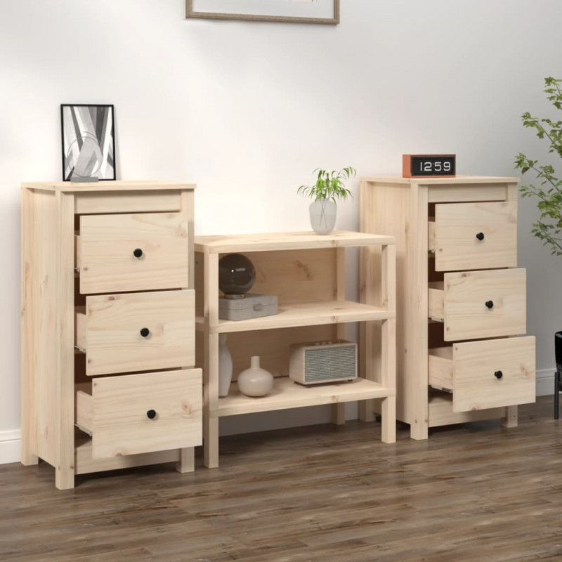 Szafki, 2 szt., 40x35x80 cm, lite drewno sosnowe