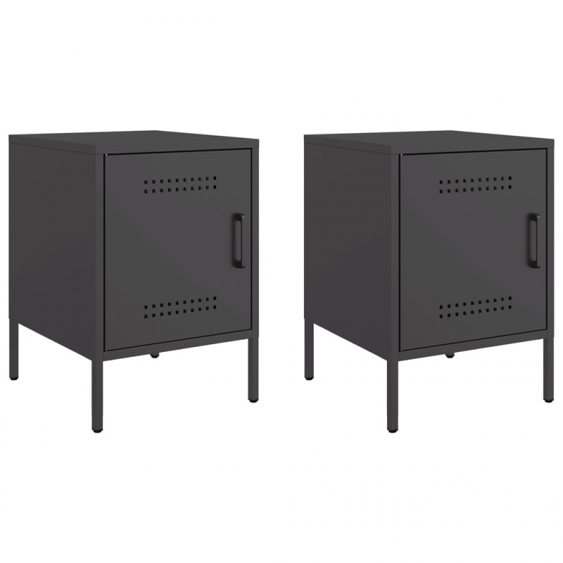 Szafki nocne, 2 szt., czarne, 36x39x50,5 cm, stal