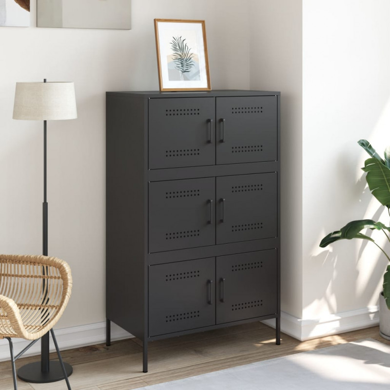 Szafka, czarna, 68x39x113 cm, stal