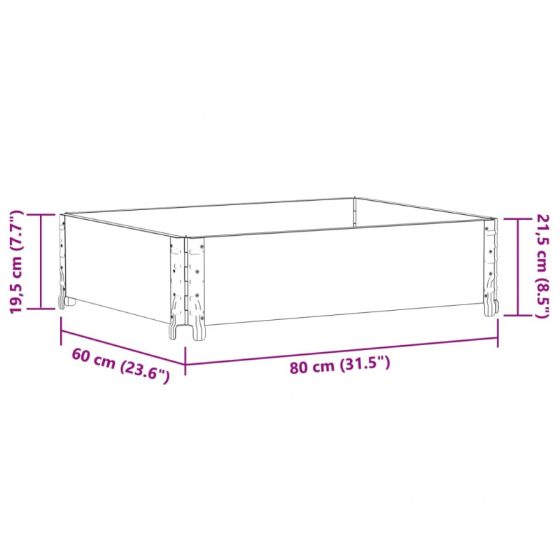 Donica ogrodowa, 80x60 cm, lite drewno sosnowe