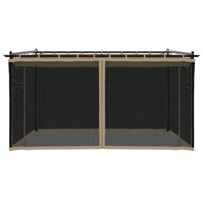 Altanka ze ścianami z siatki, kolor taupe, 4x3 m, stal