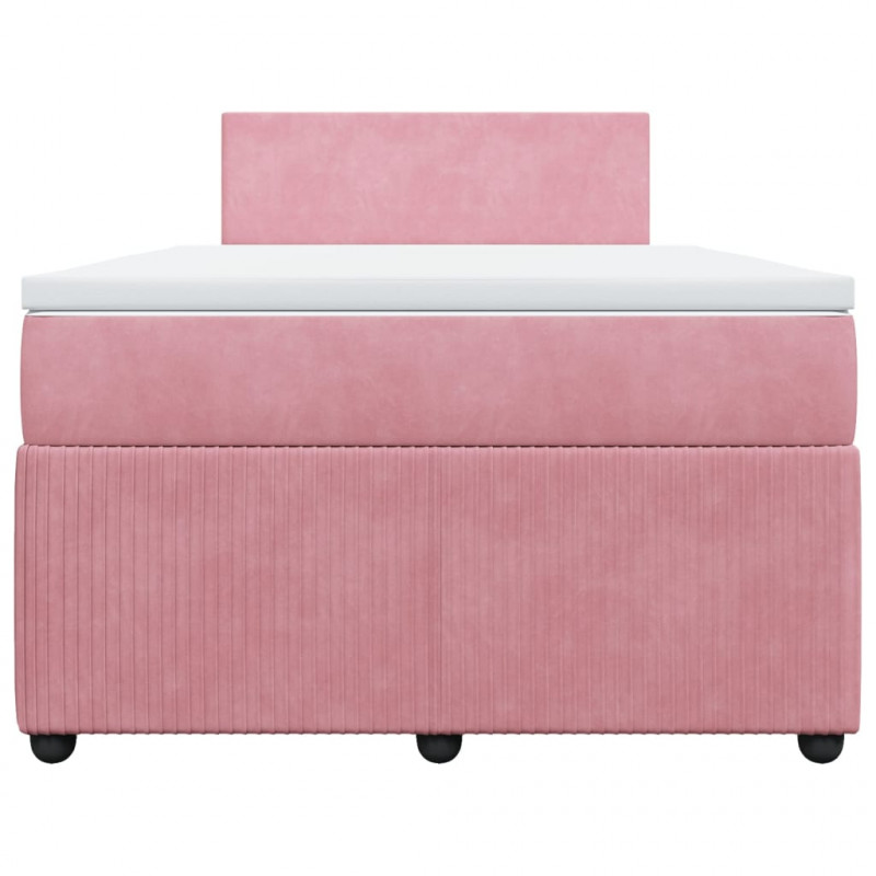 Łóżko kontynentalne z materacem, różowe, 120x190 cm, aksamit