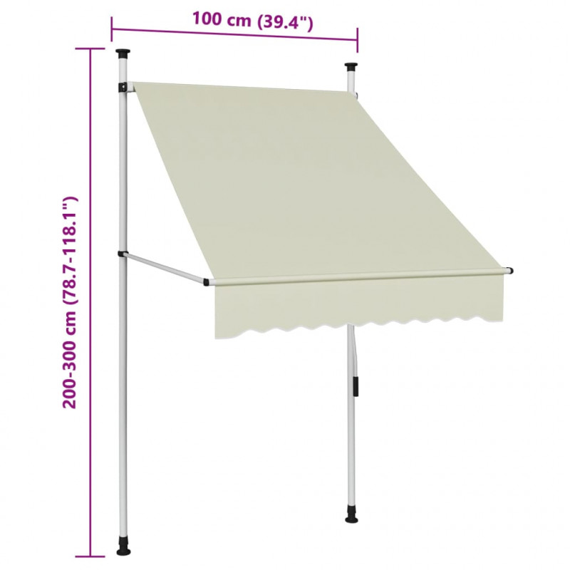 Markiza zwijana ręcznie, 100 cm, kremowa