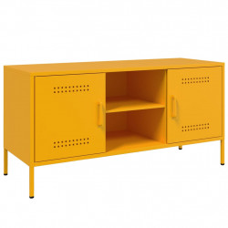Szafka pod telewizor, musztardowa, 100,5x39x50,5 cm, stalowa