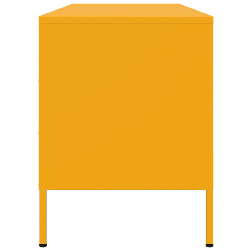 Szafka pod telewizor, musztardowa, 100,5x39x50,5 cm, stalowa