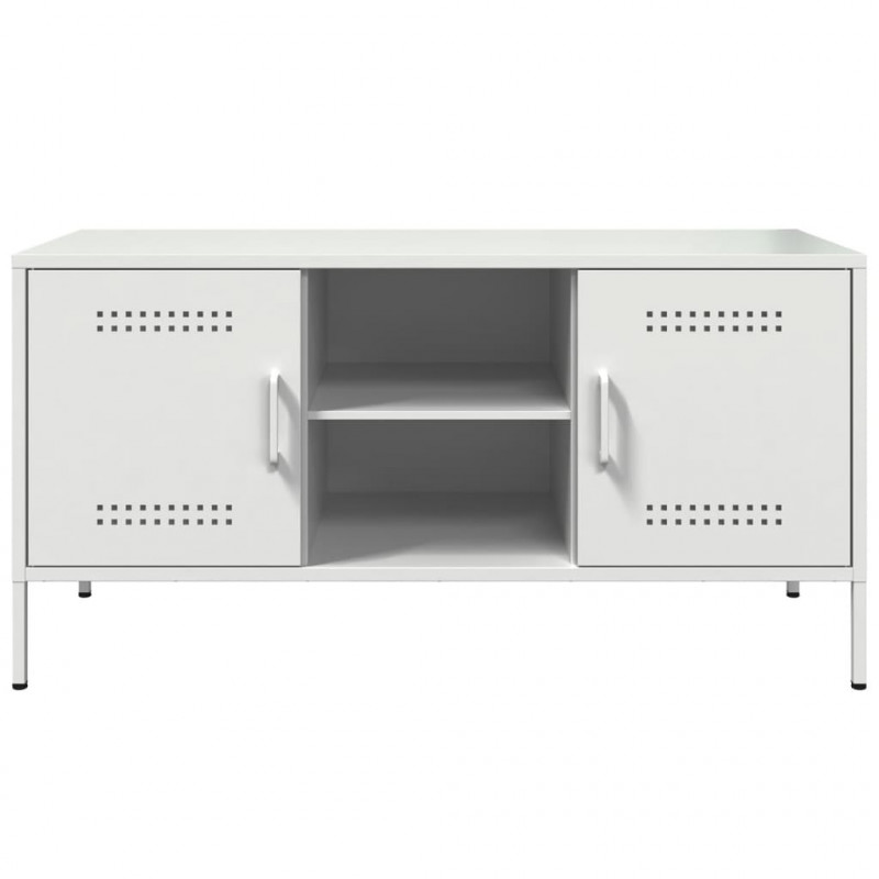 Szafka pod telewizor, biała, 100,5x39x50,5 cm, stalowa