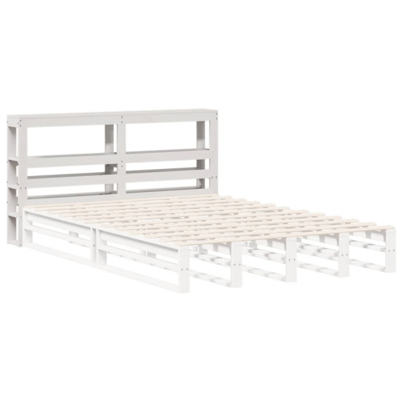 Wezgłowie do łóżka, z półkami, białe, 160 cm, drewno sosnowe