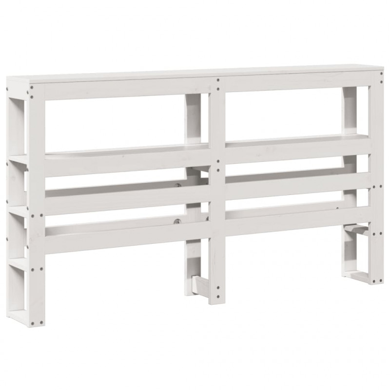 Wezgłowie do łóżka, z półkami, białe, 160 cm, drewno sosnowe