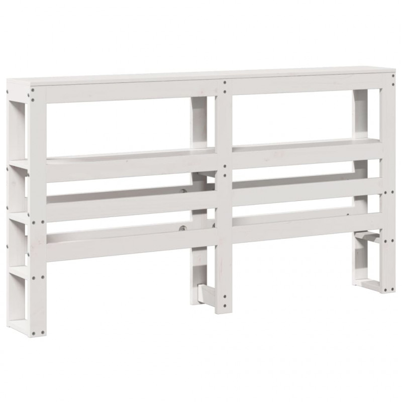 Wezgłowie do łóżka, z półkami, białe, 140 cm, drewno sosnowe