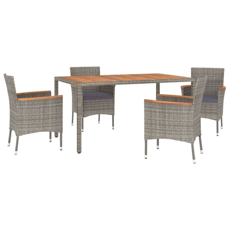 5-cz. zestaw mebli ogrodowych z poduszkami, szary, rattan PE