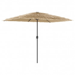 Parasol ogrodowy z LED, stalowy słupek, brązowy, 300x200x250 cm