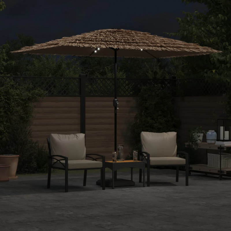 Parasol ogrodowy z LED, stalowy słupek, brązowy, 300x200x250 cm