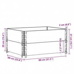 Nadstawki paletowe, 2 szt., 80x60 cm, lite drewno sosnowe