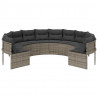 Sofa ogrodowa z poduszkami, okrągła, szary rattan PE