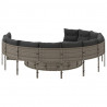 Sofa ogrodowa z poduszkami, okrągła, szary rattan PE