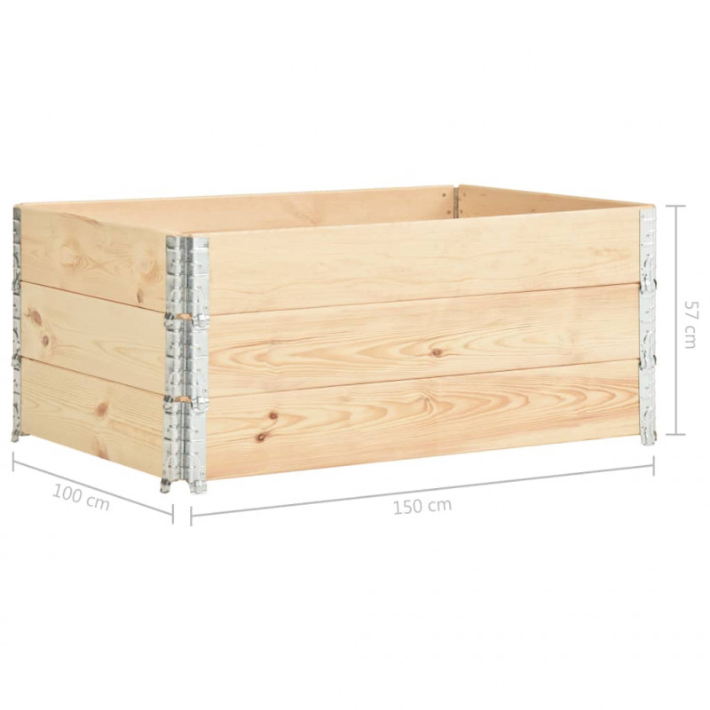 Podniesione grządki, 3 szt., 100x150 cm, lite drewno sosnowe