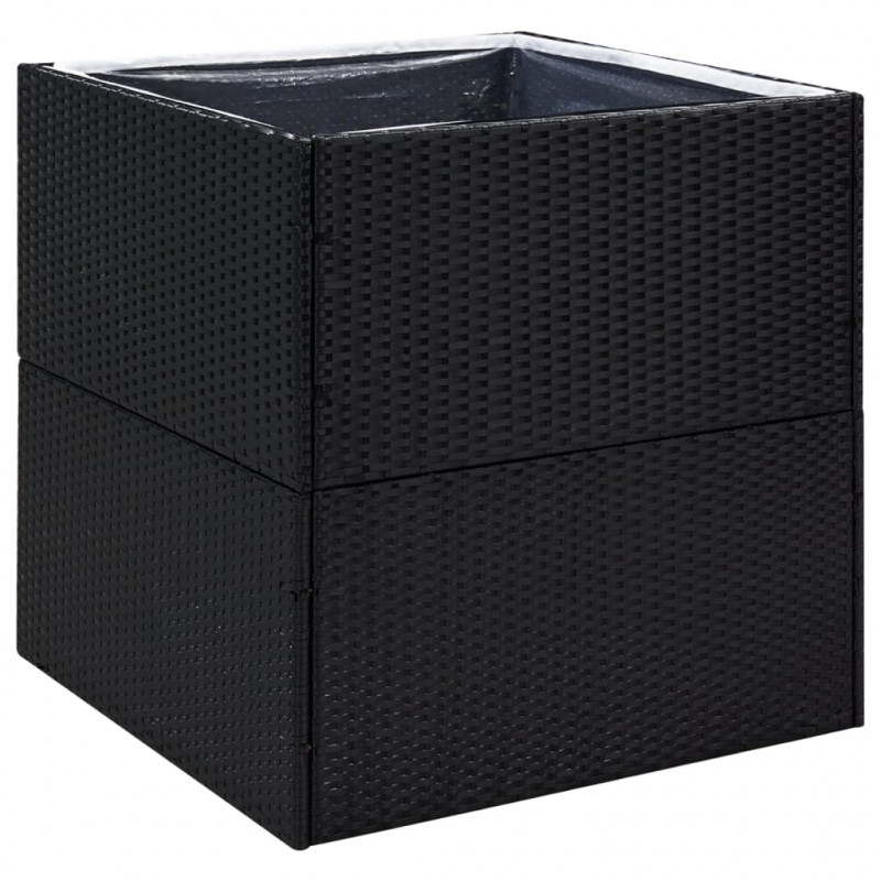 Donica ogrodowa, czarna, 80x80x80 cm, rattan PE