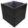 Donica ogrodowa, czarna, 80x80x80 cm, rattan PE