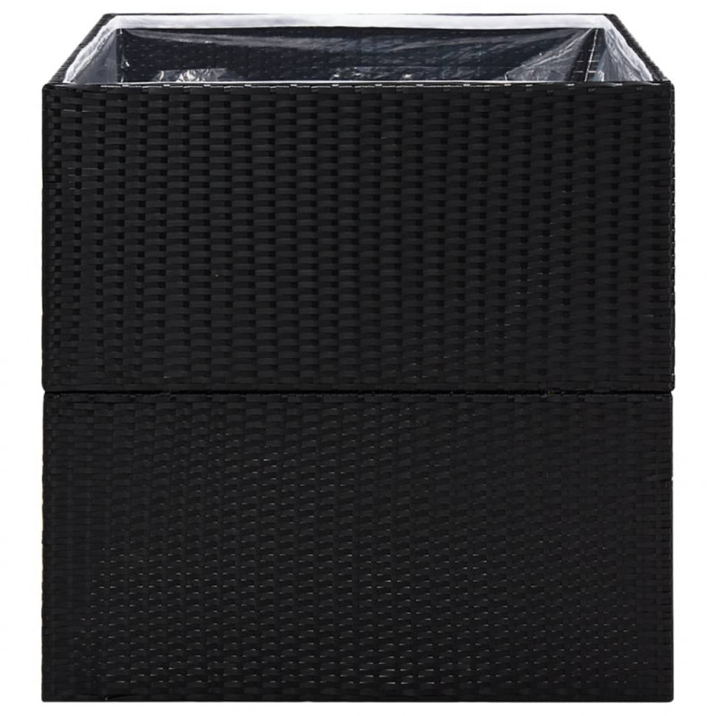 Donica ogrodowa, czarna, 80x80x80 cm, rattan PE