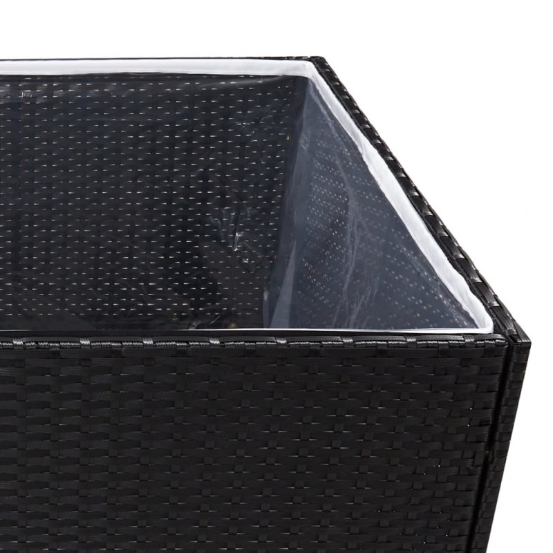Donica ogrodowa, czarna, 80x80x80 cm, rattan PE