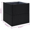 Donica ogrodowa, czarna, 80x80x80 cm, rattan PE