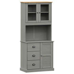 Kredens VIGO, szary, 78x40x175 cm, lite drewno sosnowe