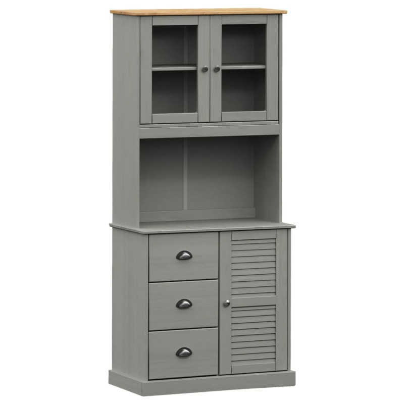Kredens VIGO, szary, 78x40x175 cm, lite drewno sosnowe
