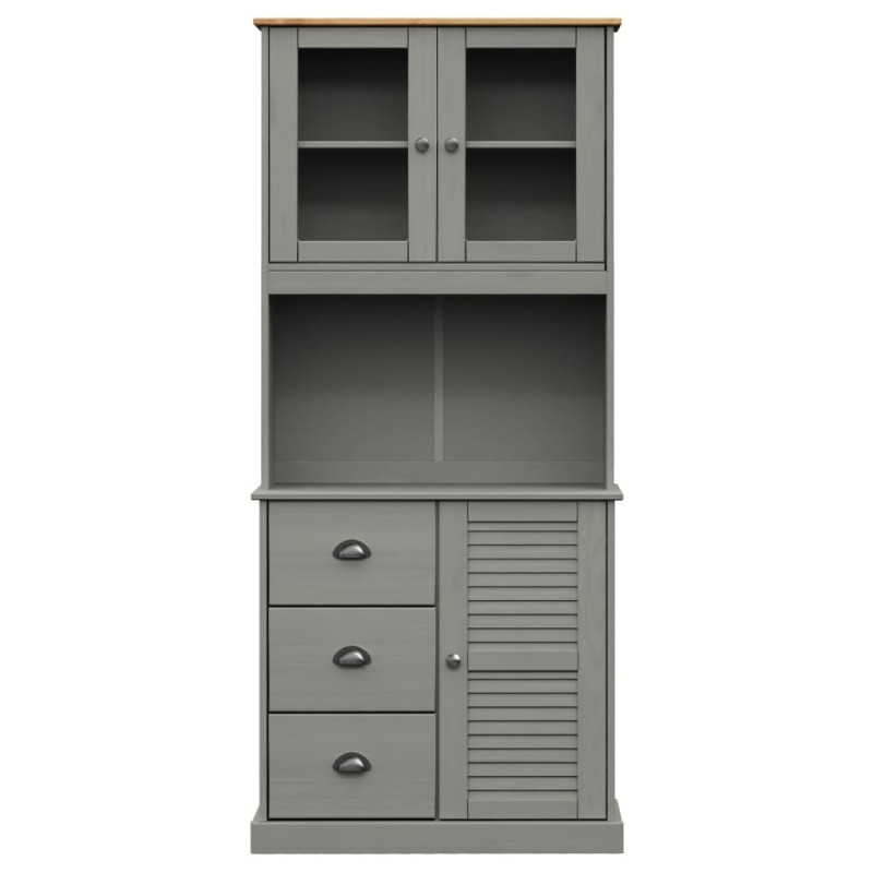 Kredens VIGO, szary, 78x40x175 cm, lite drewno sosnowe