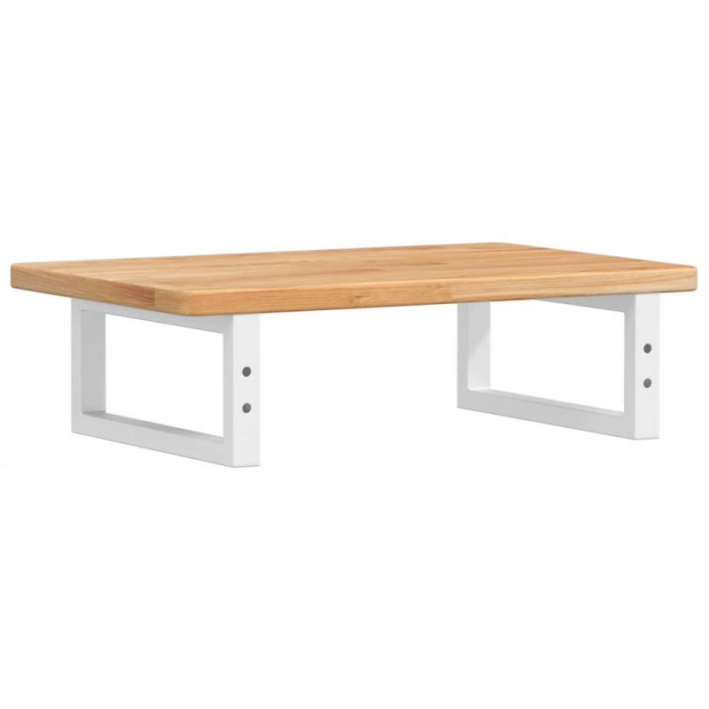 Półka ścienna pod umywalkę, stal i lite drewno dębowe